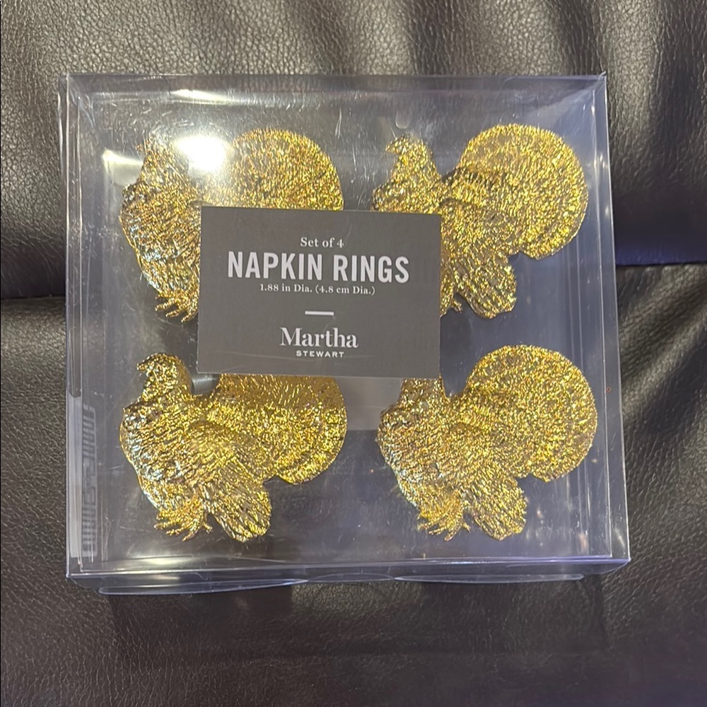 Gold Turkey Napkin Rings Set of 4